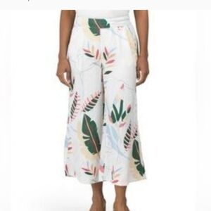 Cynthia Rowley Plus Linen Tropical Floral Print Wide Leg Pants Size 1X